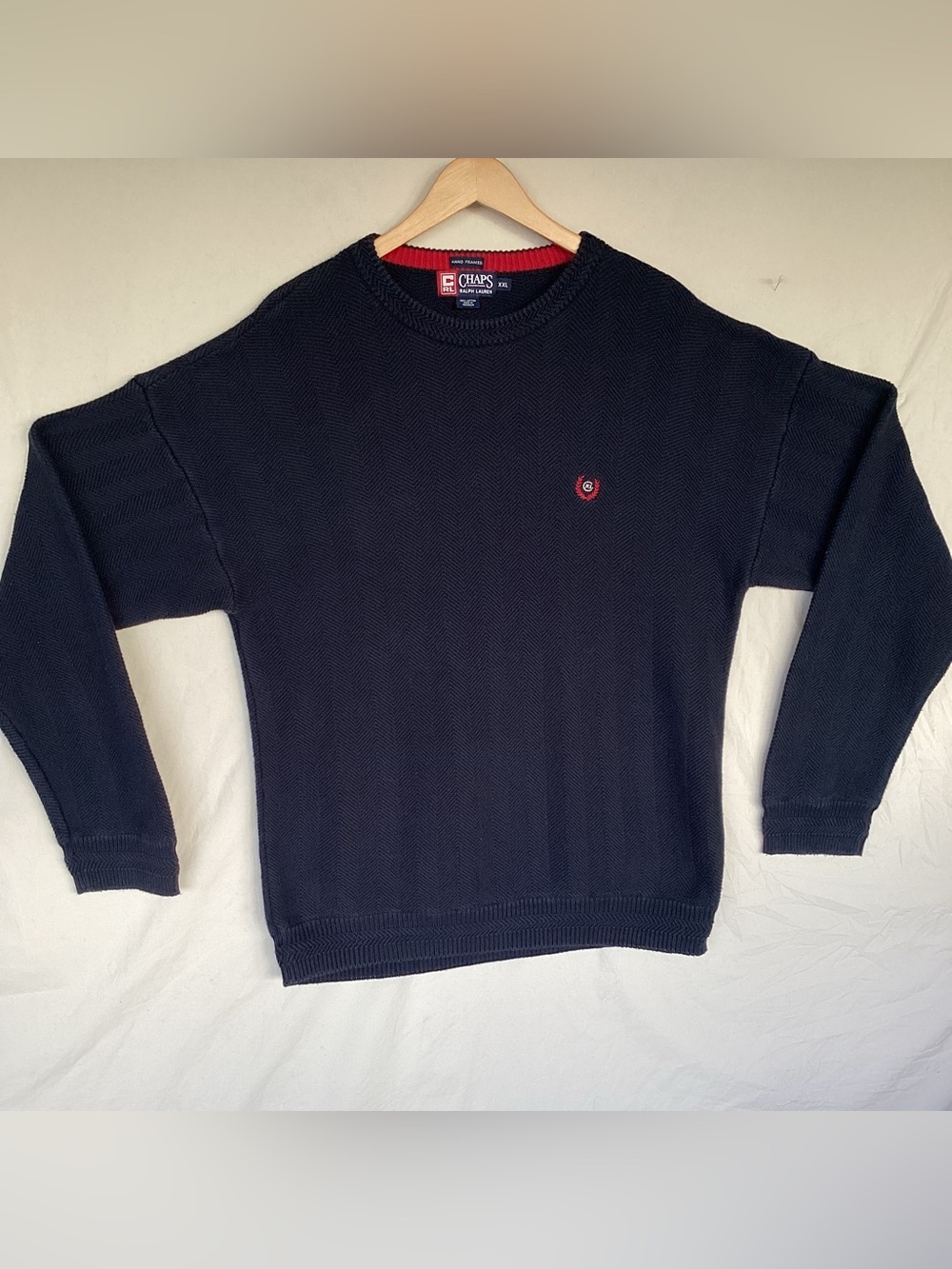Vintage 1990s chaps Ralph Lauren herringbone Chevron knit sweater hand framed